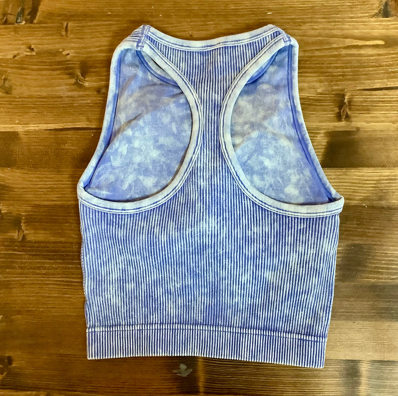 Blue Washed Ribbed Cami Top