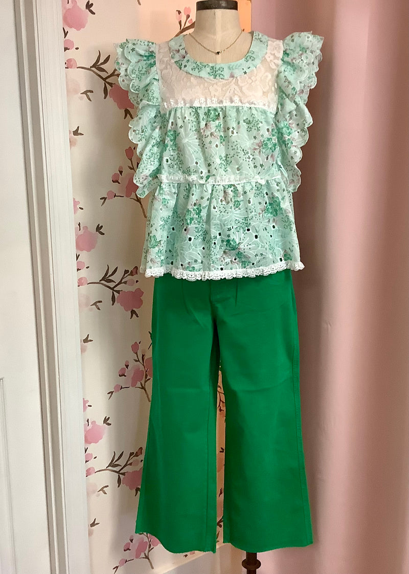 Mint Floral Top
