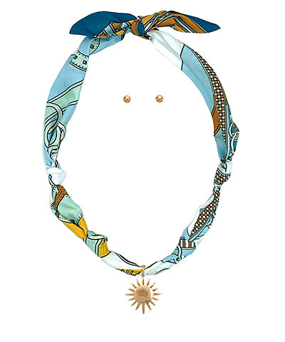 Scarf and Sunburst Charm Necklace Set