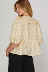 Half Sleeve Woven Polka Dot Print Babydoll Top