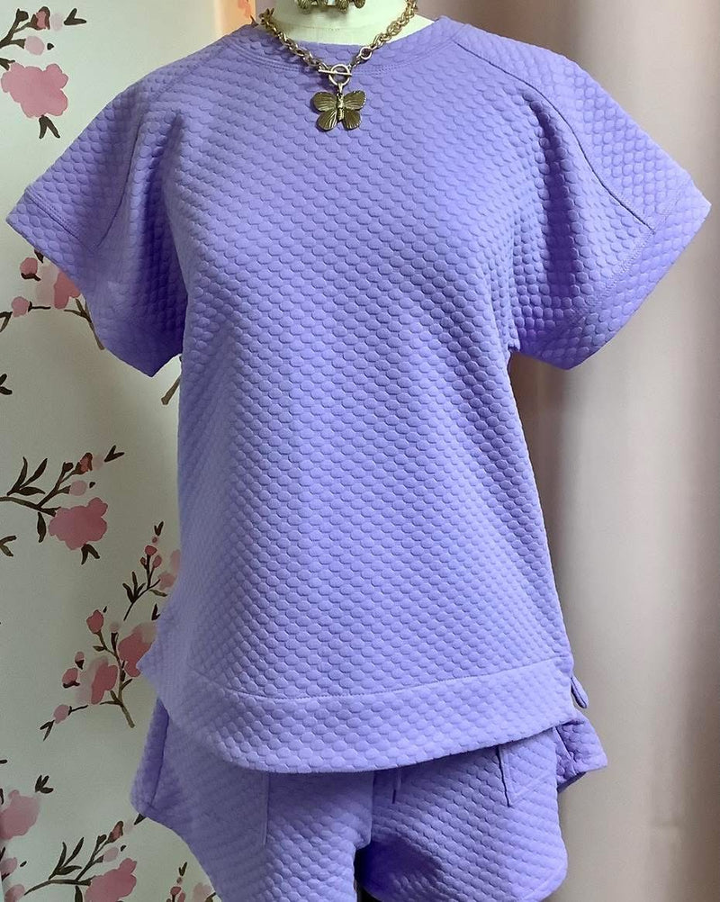 Lavender Textured Bubble Print Top