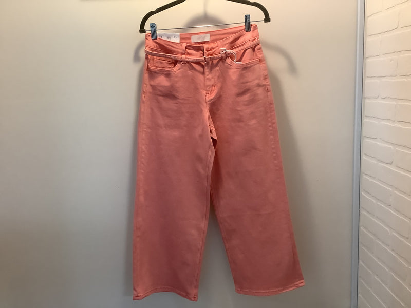 Vervet Blush High Rise Wide Leg Jeans With Self Belt