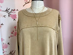 Khaki 3/4 Sleeve Mineral Washed Terry Knit Dress