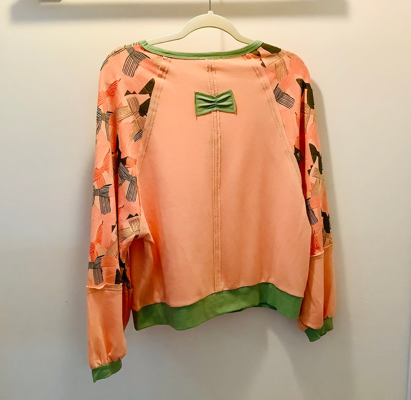 Ribbon Sleeve Printed Top