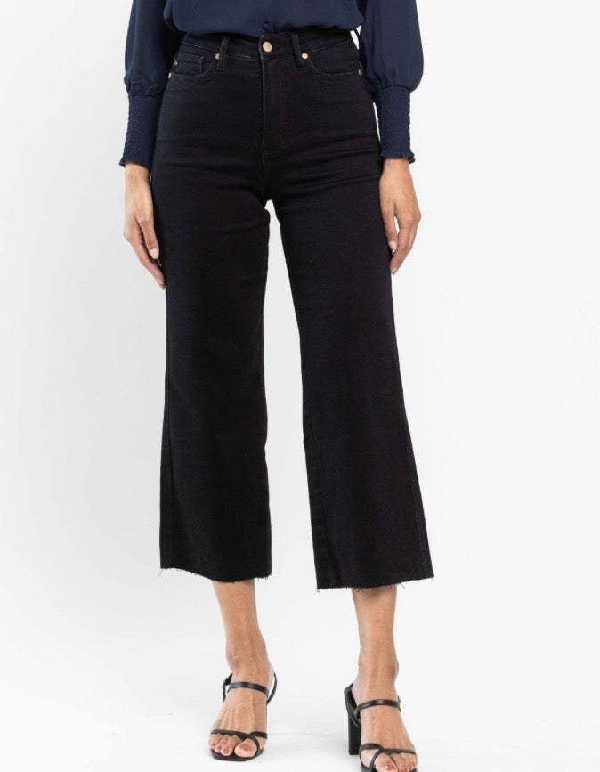 Judy Blue Black Cropped Wide Leg Jeans