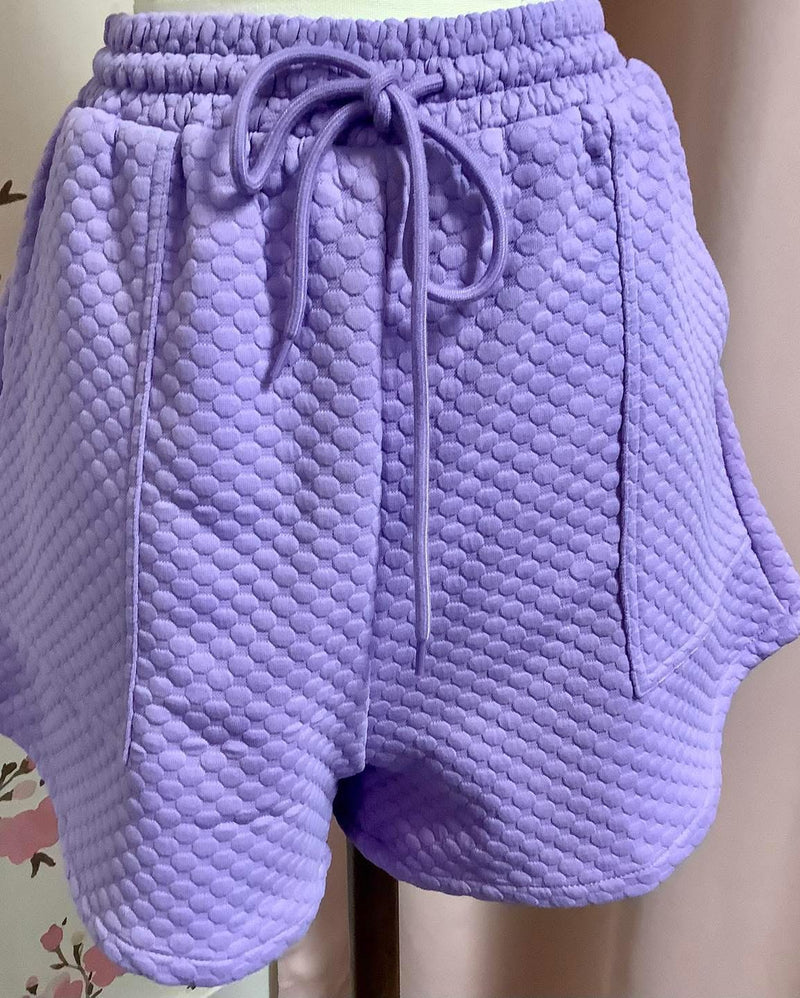 Lavender Textured Bubble Shorts