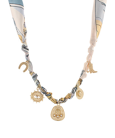 Multi Western Charm Scarf Necklace