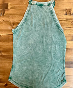 Dark Green Washed Ribbed Cami Top