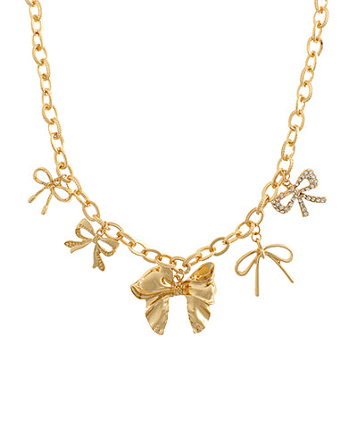 Bow and Multi Charm Necklace
