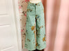 MINT FLOWER PRINT WASHED TWILL PANTS
