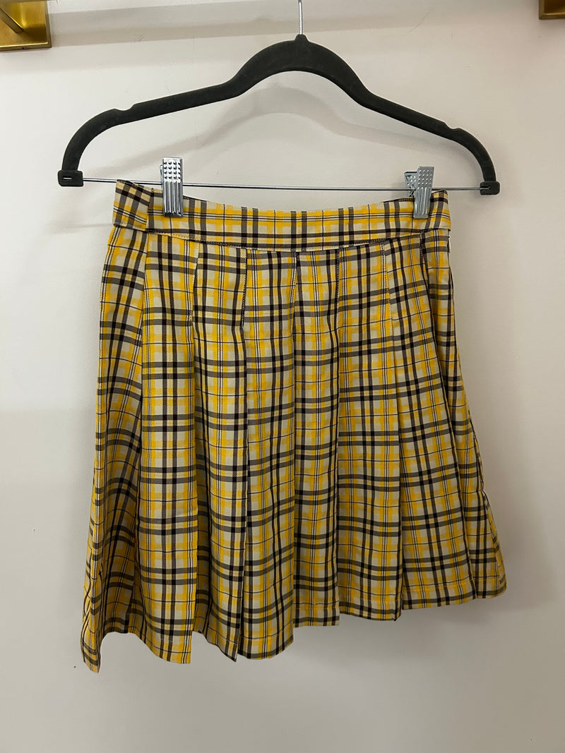 Mustard Checker Printed Skirt