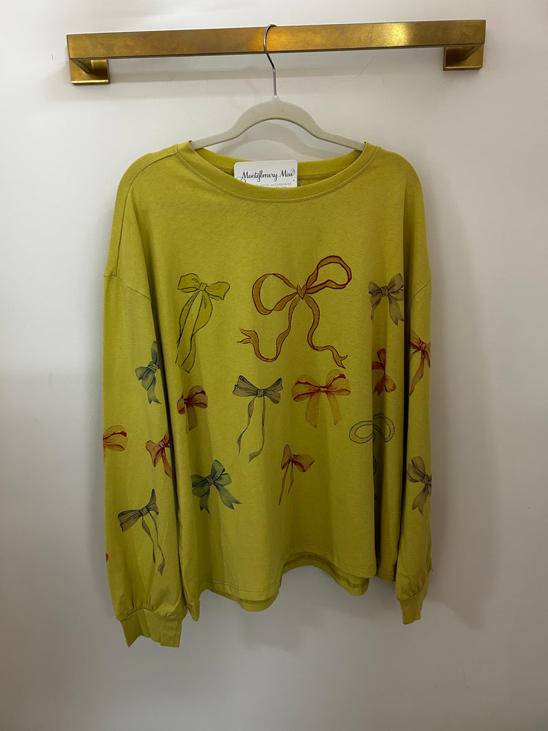 LS RIBBON PRINTED TOP