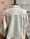 Light Tan Cotton Corduroy Flower Trim Frayed Hem Jacket