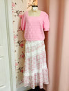 Pink Floral and Lace Maxi Skirt