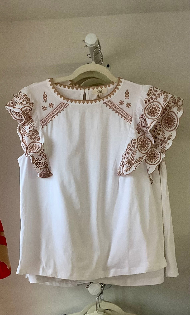 White Embroidered Knit Top