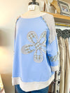 Soft Washed Flower Patch Terry Knit Pullover