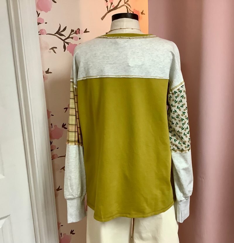 Mustard Mixed Print Knit Top