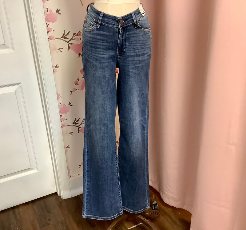 JUDY BLUE HR V-FRONT WB VINTAGE WASH STRAIGHT FIT
