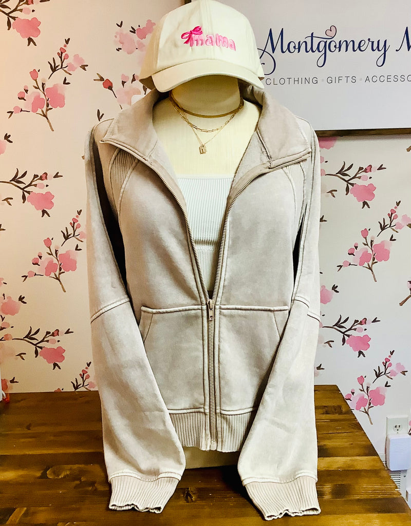 Acid Washed Zip Up Jacket