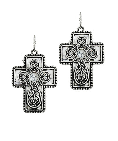 Antique Silver Cross Antique Earrings