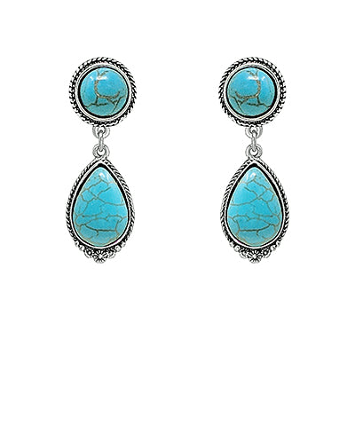 Turquoise Western Teardrop Earrings