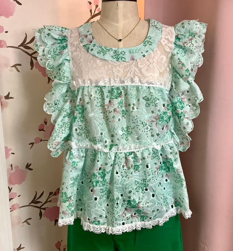 Mint Floral Top