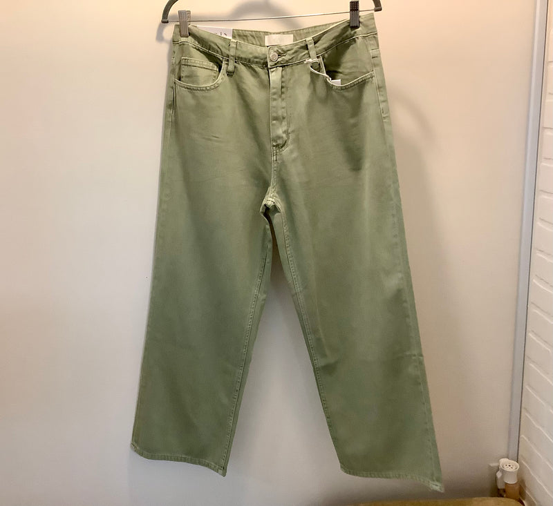 Vervet Desert Sage Super High Rise Ankle Wide Leg Jeans