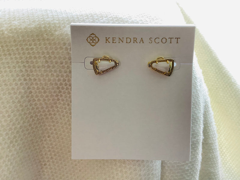 CHEER STUD EARRINGS GOLD WHITE MOP!