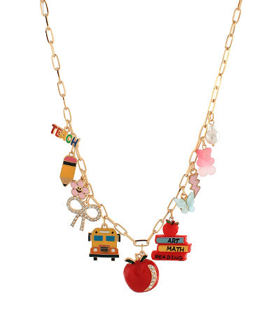 School Theme Multi Charm Necklace