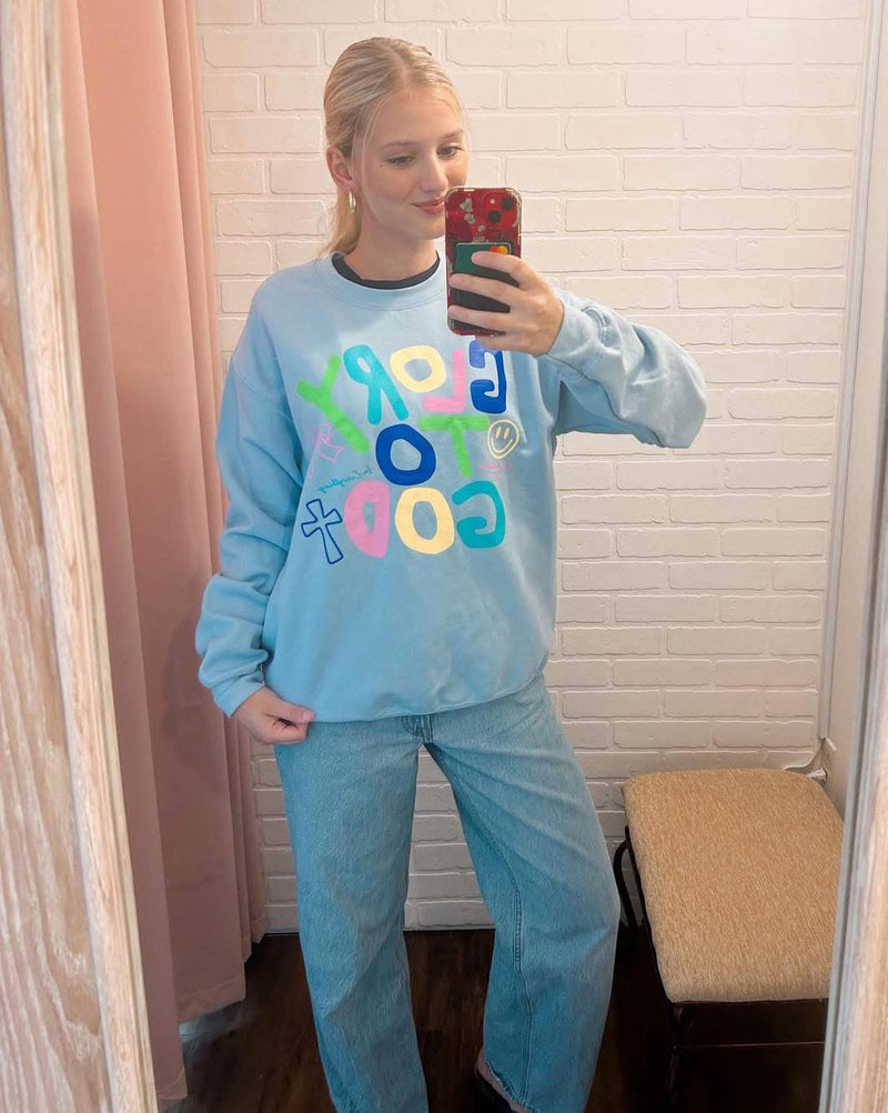 Light Blue Glory to God Sweatshirt