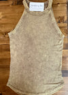 Mocha Green Washed Ribbed Cami Top