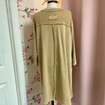 Khaki 3/4 Sleeve Mineral Washed Terry Knit Dress