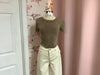 Mocha Washed Short Sleeve Cropped Top