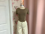 Mocha Washed Short Sleeve Cropped Top