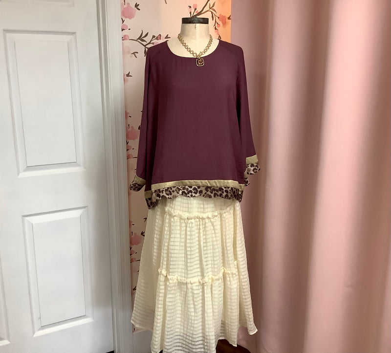 Textured Waistband Midi Skirt