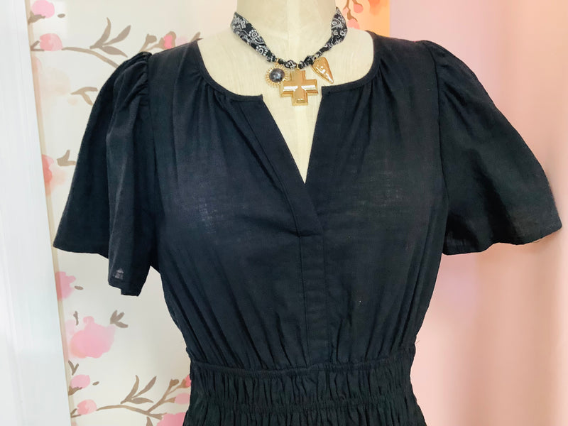 Black Tiered Midi Dress