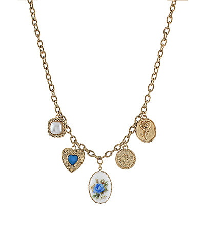 Heart and Angel Rose Charm Necklace