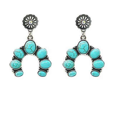 Turquoise and Burnt Silver Vintage Style Earrings
