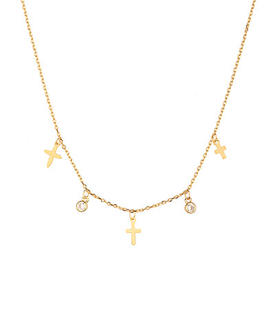 Cross and Charm CZ Necklace