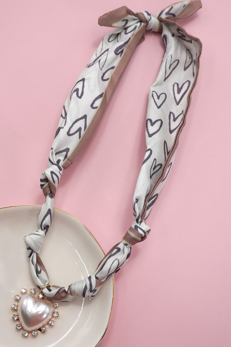 Handmade Scarf Necklace With Heart Charm