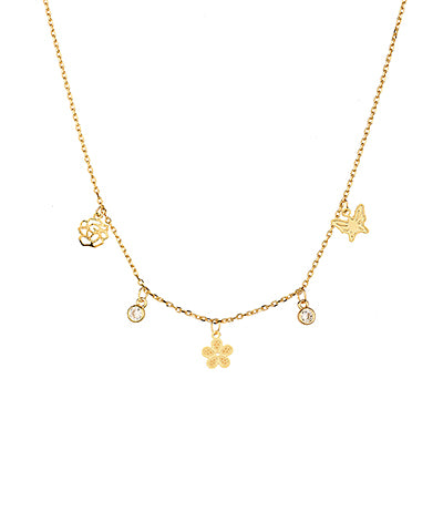Flower & Multi Charm Necklace