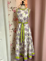 Lavender & Lime Floral Print Midi Dress