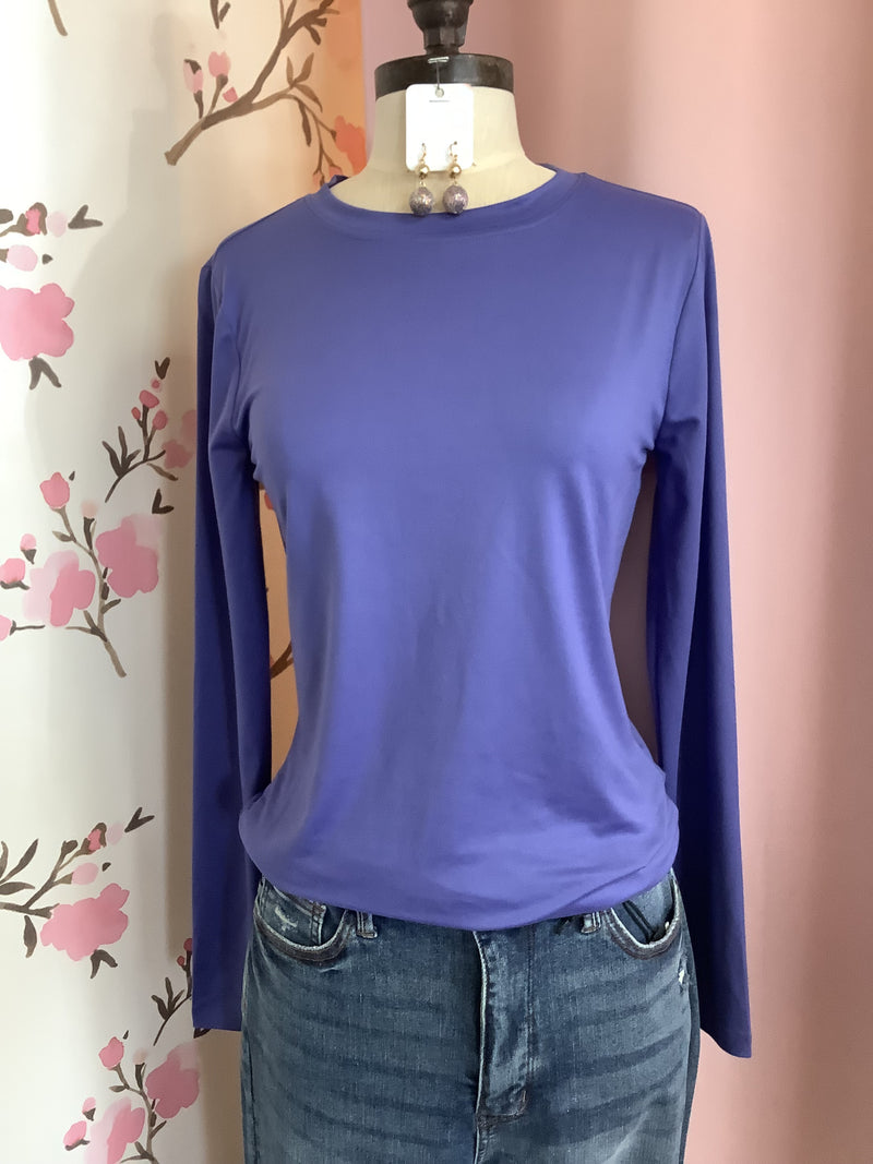 Purple Brushed Microfiber Round Neck Tee