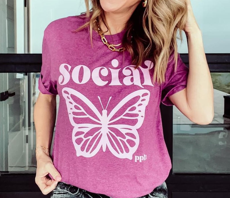 Social Butterfly Graphic T-Shirt