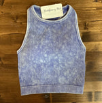 Blue Washed Ribbed Cami Top