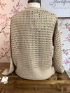 Taupe Chunky Crocket Knit Cardigan