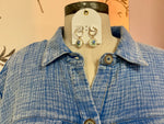 Light Blue Mid Button Baby Doll Collared Top