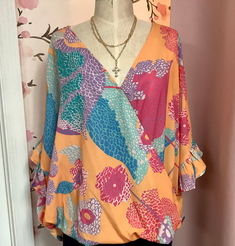 Mango Mix Mixed Print Top Curvy Plus