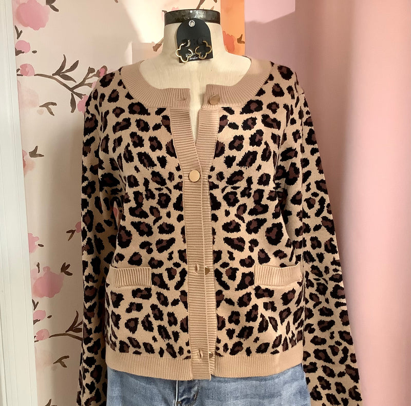 Leopard Print Button Down Cardigan