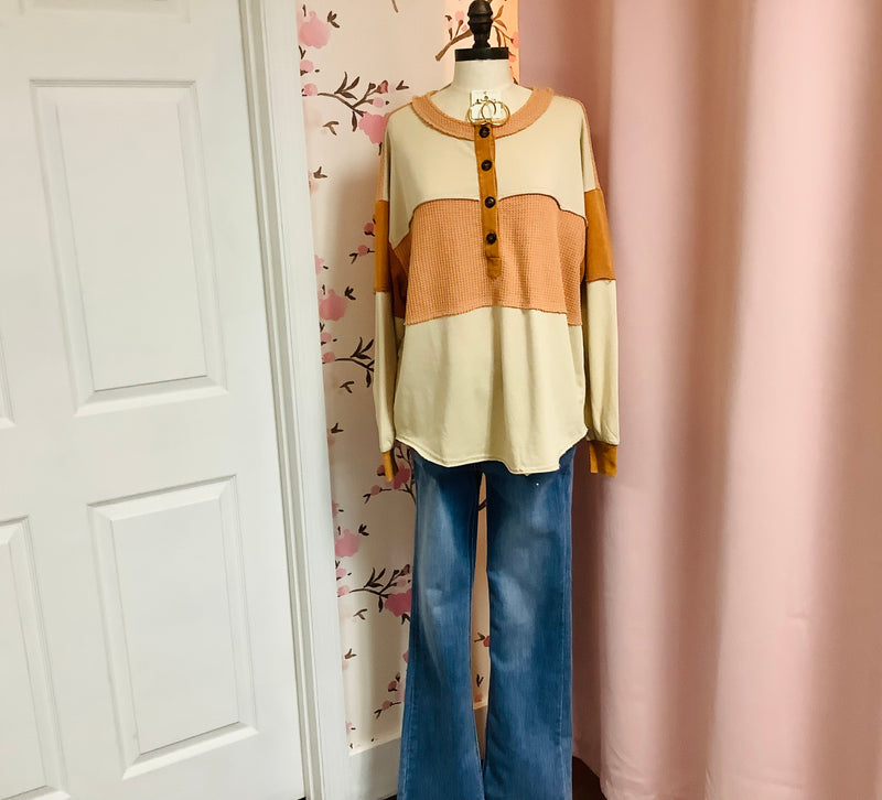 Color Block Mineral Washed Top